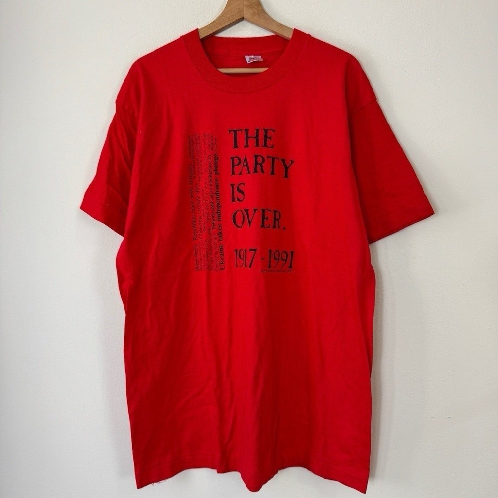 Vintage 90's Political Republican The Party Is Over Red Single Stitch Tee Shirt